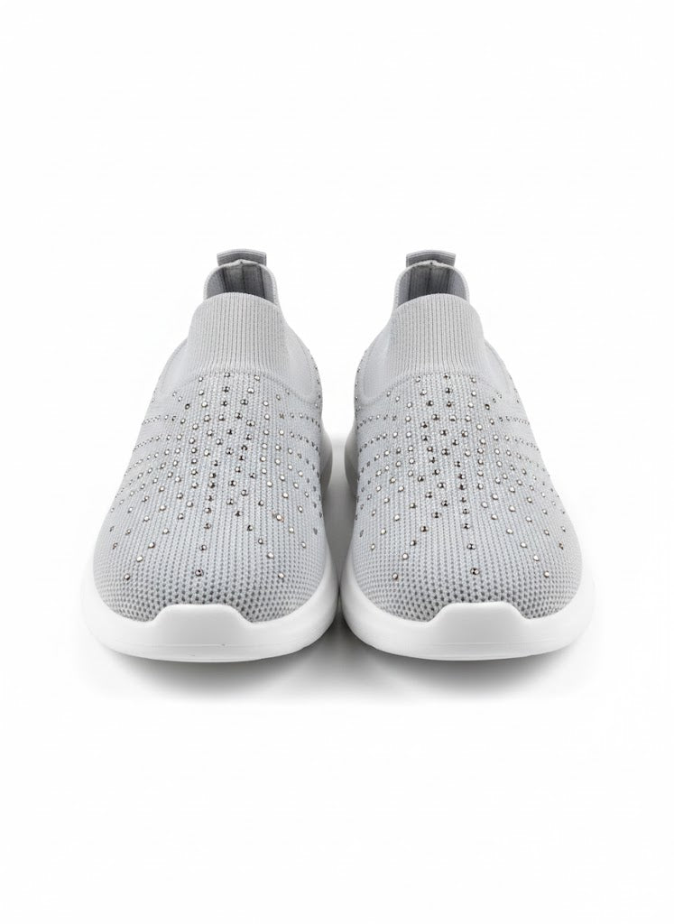 Grey Sparkle Slip-On Sneakers