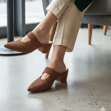 Elegant Woven Mule Heels