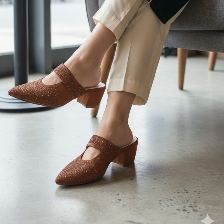 Elegant Woven Mule Heels