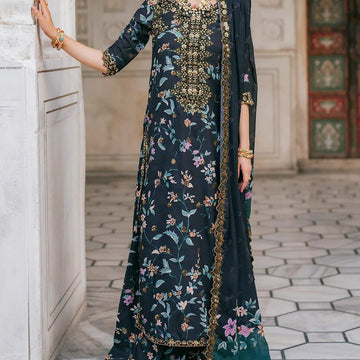 EMBROIDERED LAWN WITH DIGITAL PRINTED SILK DUPATTA